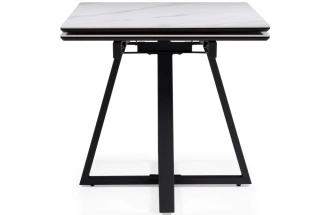 Обеденный раздвижной стол Памелла 140(200), керамика, белый мрамор / черный