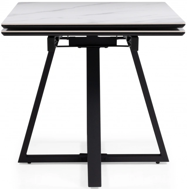Обеденный раздвижной стол Памелла 140(200), керамика, белый мрамор / черный