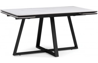 Обеденный раздвижной стол Памелла 140(200), керамика, белый мрамор / черный