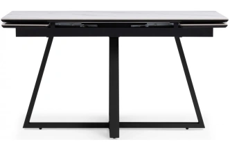 Обеденный раздвижной стол Памелла 140(200), керамика, белый мрамор / черный