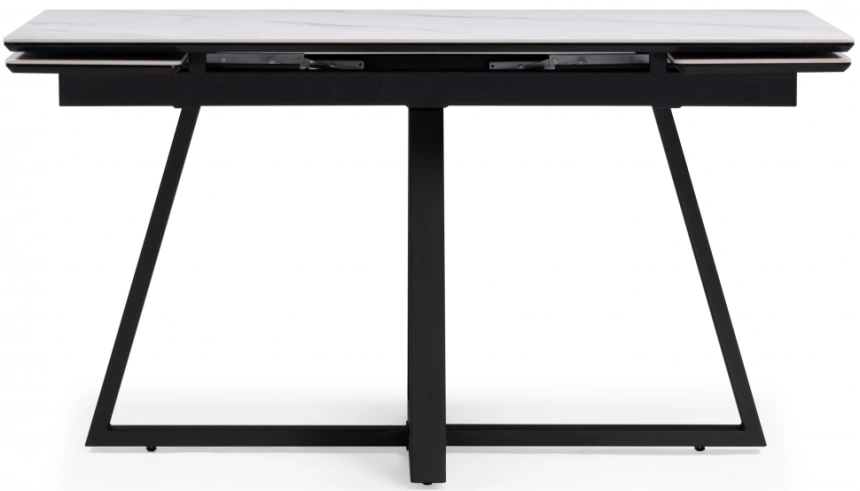 Обеденный раздвижной стол Памелла 140(200), керамика, белый мрамор / черный