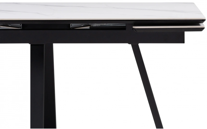 Обеденный раздвижной стол Памелла 140(200), керамика, белый мрамор / черный