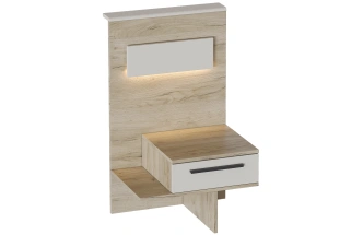 Тумба прикроватная Мишель, с ящиком, дуб крафт серый / оливин