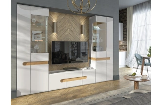 Модульная гостиная Катания 4, белый / дуб небраска