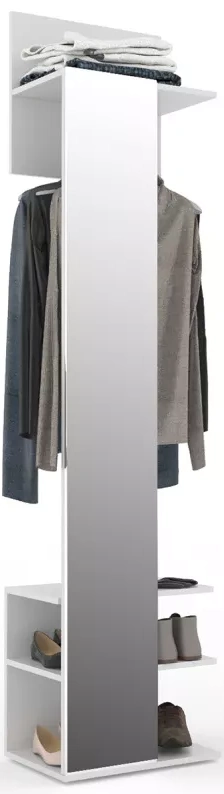 Вешалка с зеркалом Омега, белый