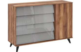 Гостиная модульная Онтарио 1, Дуб Барокко янтарный / Серый Асфальт глянец