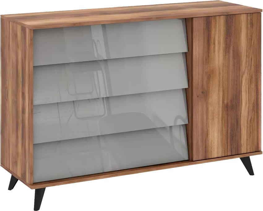 Гостиная модульная Онтарио 1, Дуб Барокко янтарный / Серый Асфальт глянец