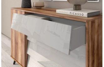 Гостиная модульная Онтарио 1, Дуб Барокко янтарный / Серый Асфальт глянец