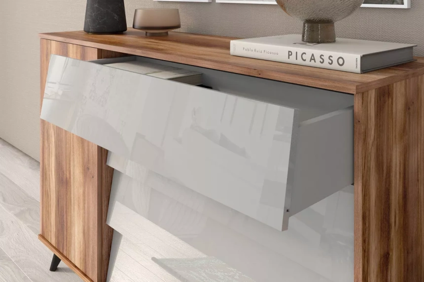 Гостиная модульная Онтарио 1, Дуб Барокко янтарный / Серый Асфальт глянец