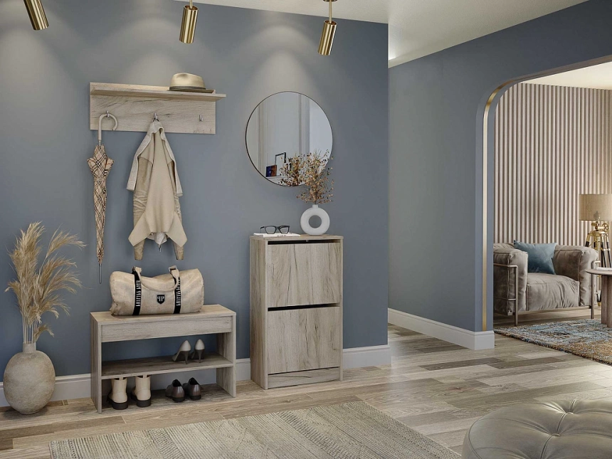 Модульная прихожая Лофт 117.10, с вешалкой с полкой, дуб крафт серый 