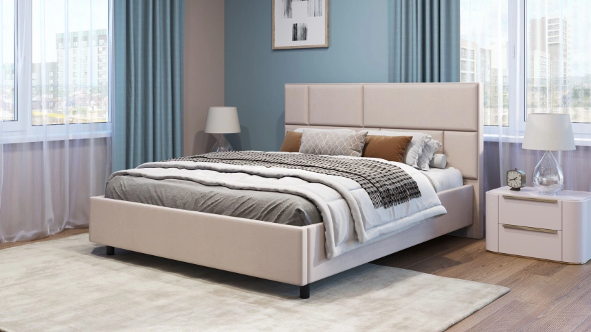 Кровать Невада 4, мягкая, двуспальная, 180x200, Selfie merlot