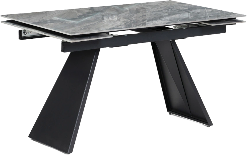 Кухонный обеденный раздвижной Хорсборо, 140(200), керамика, оробико, каркас черный