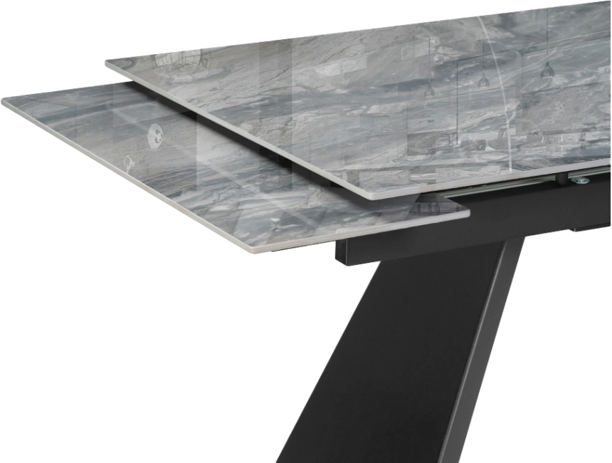 Кухонный обеденный раздвижной Хорсборо, 140(200), керамика, оробико, каркас черный