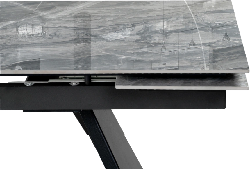 Кухонный обеденный раздвижной Хорсборо, 140(200), керамика, оробико, каркас черный