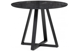 Кухонный стол Норфолк, 100x100x78, стекло, черный мрамор / черный