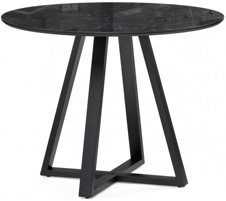 Кухонный стол Норфолк, 100x100x78, стекло, черный мрамор / черный