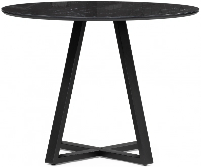 Кухонный стол Норфолк, 100x100x78, стекло, черный мрамор / черный