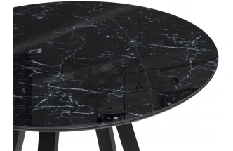 Кухонный стол Норфолк, 100x100x78, стекло, черный мрамор / черный