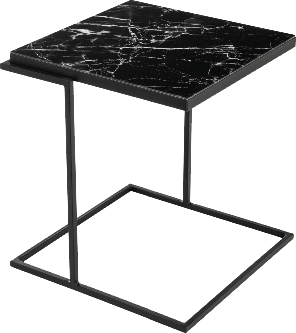 Журнальный стол Сноу, 45x45x52, стекло, черный, каркас черный