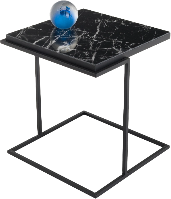Журнальный стол Сноу, 45x45x52, стекло, черный, каркас черный