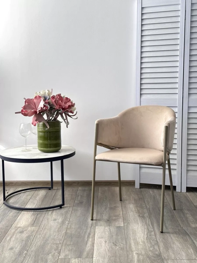 Стул Дилл, мягкий, H-06 бежевый, велюр, шампань