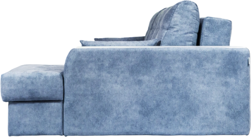 Диван угловой Остин, ткань Buffalo ocean, угол правый, декор Рамух белый