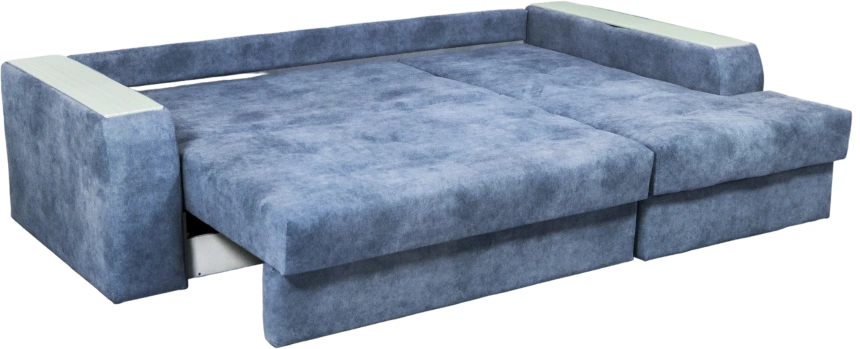 Диван угловой Остин, ткань Buffalo ocean, угол правый, декор Рамух белый