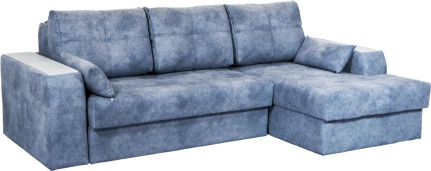 Диван угловой Остин, ткань Buffalo ocean, угол правый, декор Рамух белый