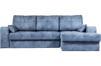 Диван угловой Остин, ткань Buffalo ocean, угол правый, декор Рамух белый