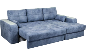 Диван угловой Остин, ткань Buffalo ocean, угол правый, декор Рамух белый