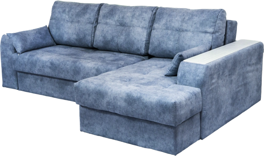 Диван угловой Остин, ткань Buffalo ocean, угол правый, декор Рамух белый