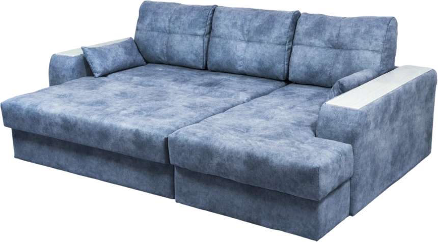 Диван угловой Остин, ткань Buffalo ocean, угол правый, декор Рамух белый