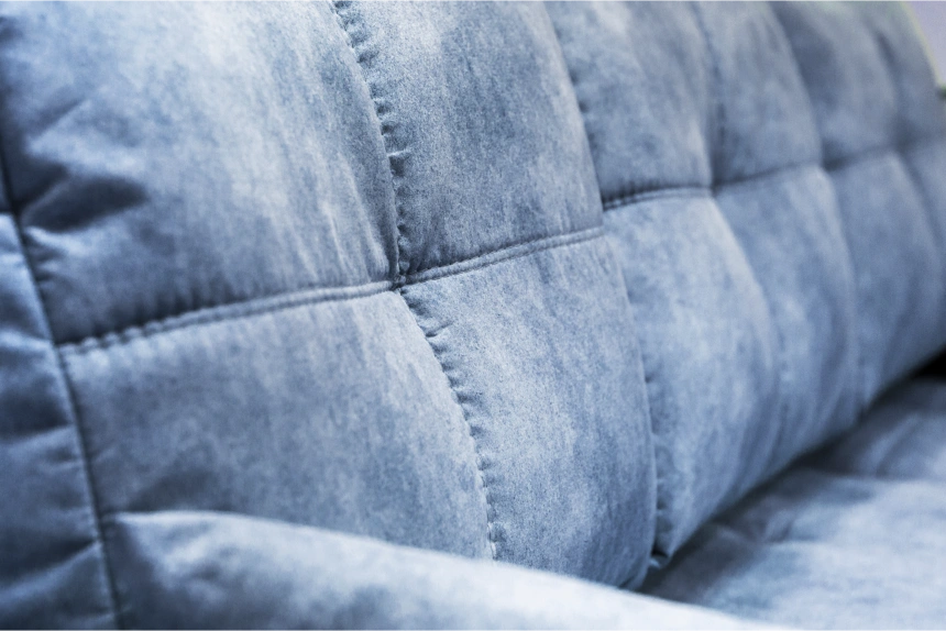 Диван угловой Остин, ткань Buffalo ocean, угол правый, декор Рамух белый