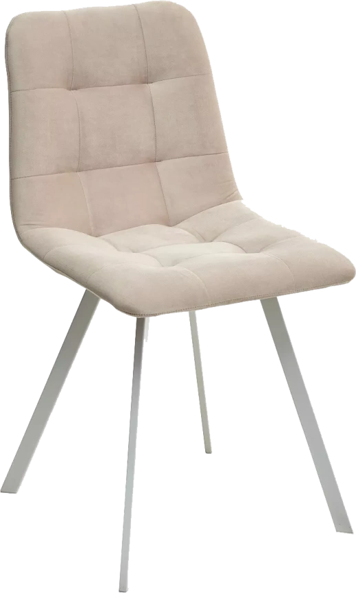 Стул Ричи, мягкий, H-06 бежевый, велюр, белый каркас