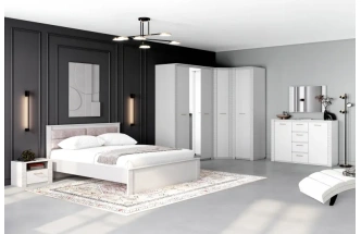 Шкаф трехдверный Элана, 143x64.5x218.5, распашной с зеркалом, персидский жемчуг