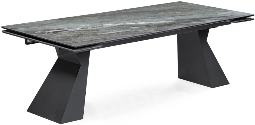 Обеденный раздвижной стол Денхольм, 240(300)х100х75, керамика, mosco nero matt / черный