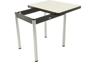 Кухонный стол Бари, молочный, венге, стекло, каркас хром