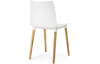 Пластиковый стул Кобе, пластик белый / массив дуба