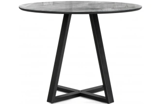 Кухонный стол Норфолк, 100x100x78, стекло, серый мрамор / черный