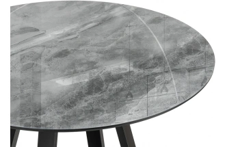 Кухонный стол Норфолк, 100x100x78, стекло, серый мрамор / черный