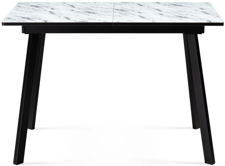 Кухонный раздвижной стол Агни, 110(140)х68х76, стекло, мрамор белый / черный матовый