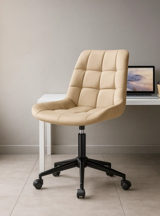 Офисный стул Честер, на колесиках, бежевый / черный