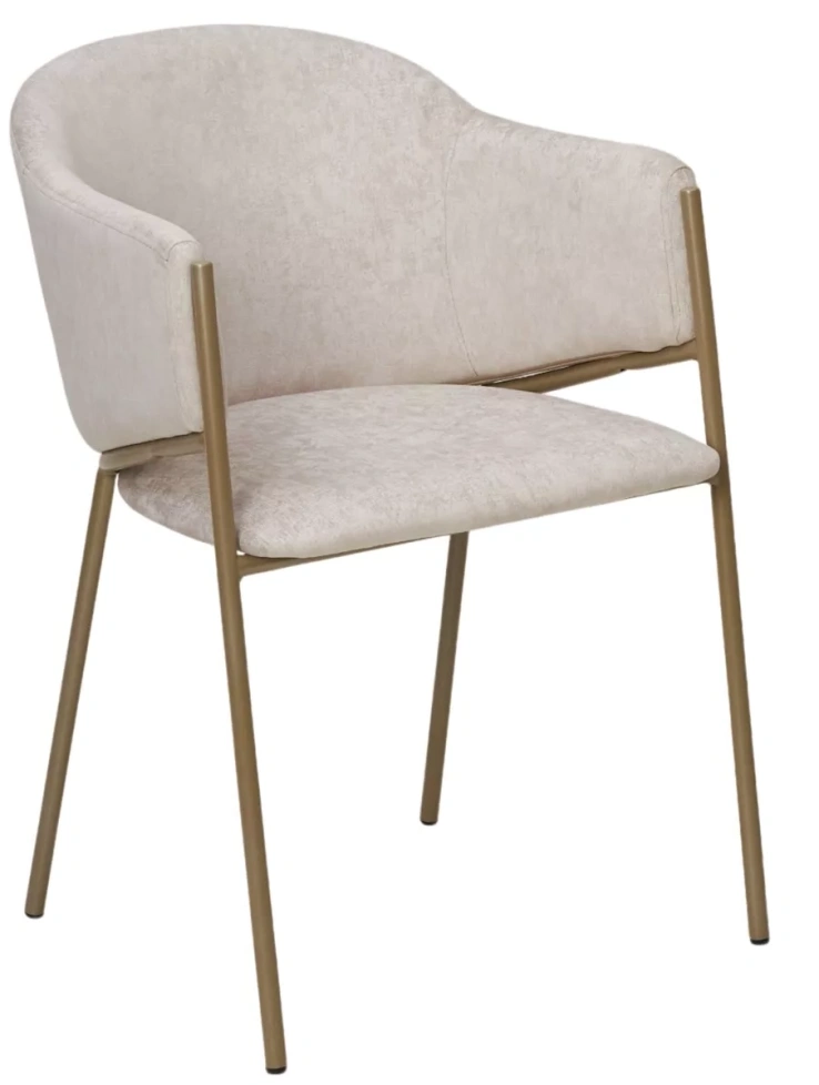 Стул Дилл, мягкий, Rain 8 слоновая кость, велюр, шампань каркас 