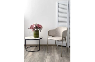 Стул Дилл, мягкий, Rain 8 слоновая кость, велюр, шампань каркас 