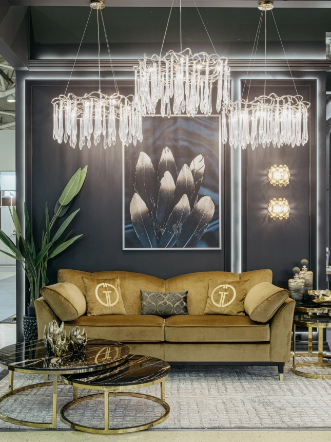 Комплект журнальных столов 57EL-CT101А-BL, 100x100x41, искусственный мрамор, черный мрамор / золото