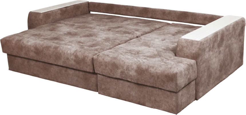 Диван угловой Остин, ткань Tornado chocolate, угол правый, декор Рамух белый