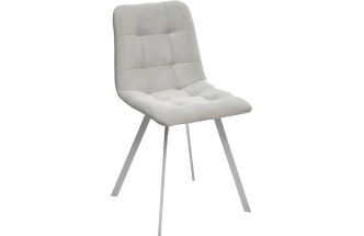 Стул Ричи, мягкий, H-09 светло-серый, велюр, белый каркас 