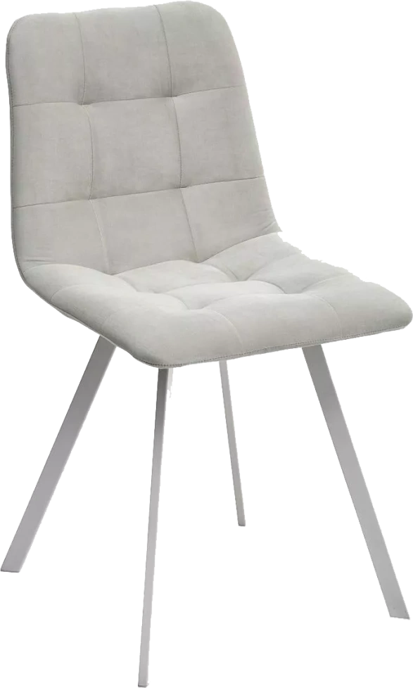 Стул Ричи, мягкий, H-09 светло-серый, велюр, белый каркас 