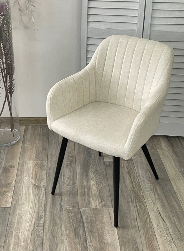 Стул Brandy, мягкий, WZ2042-01 молочный фактурный велюр, черный каркас