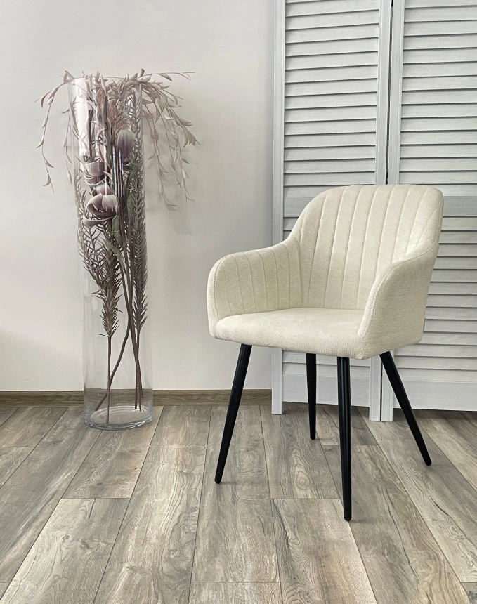 Стул Brandy, мягкий, WZ2042-01 молочный фактурный велюр, черный каркас